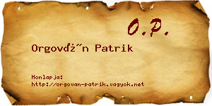 Orgován Patrik névjegykártya